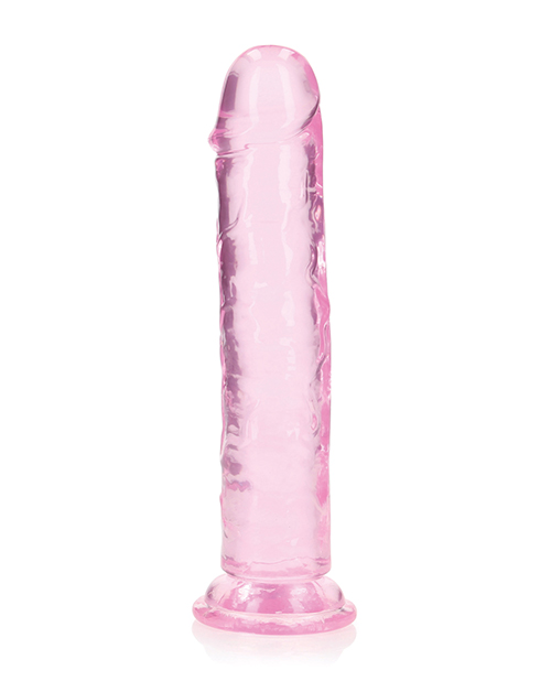 Thumbnail for Shots RealRock Crystal Clear 8&quot; Straight Dildo w/Suction Cup - Pink