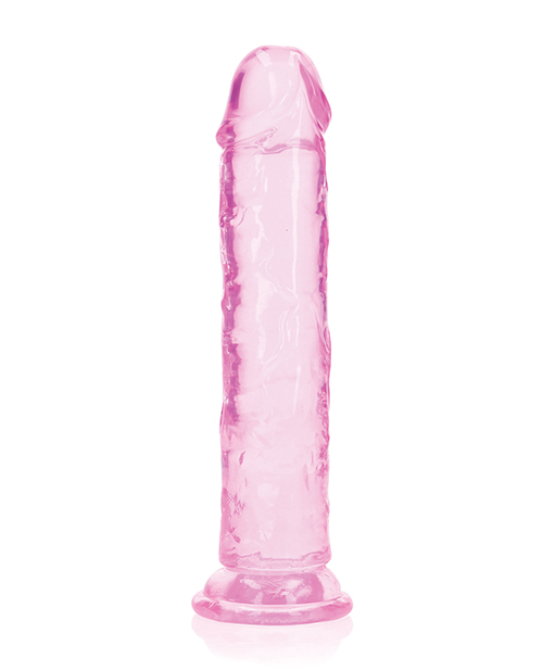 Thumbnail for Shots RealRock Crystal Clear 8&quot; Straight Dildo w/Suction Cup - Pink