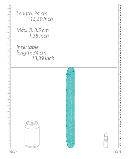 Thumbnail for Shots RealRock Crystal Clear 13" Double Dildo - Turquoise
