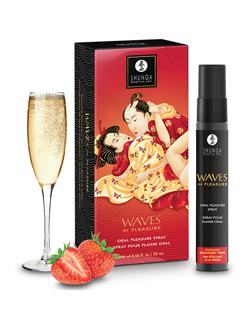 Thumbnail for Shunga Waves of Pleasure Oral Pleasure Spray - .66 oz Sparkling Strawberry Wine