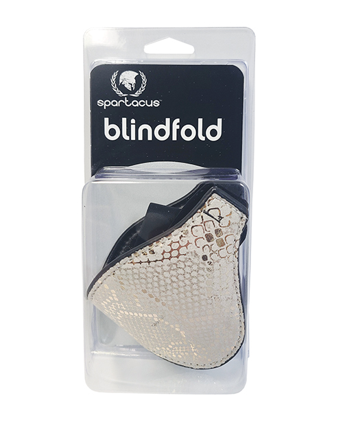 Thumbnail for Spartacus Blindfold w/Leather - White Snakeskin Micro Fiber