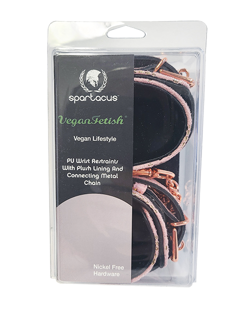 Thumbnail for Spartacus Wrist Restraints w/Leather Lining - Pink Snakeskin Micro Fiber