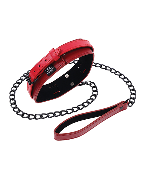 Thumbnail for Sex & Mischief Ex's & Oh's Collar & Leash - Red/Black