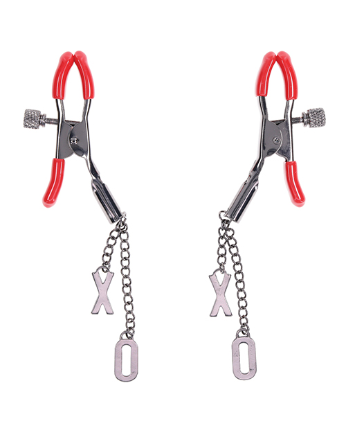 Thumbnail for Sex &amp; Mischief Ex&apos;s &amp; Oh&apos;s Nipple Clamps - Red/Black