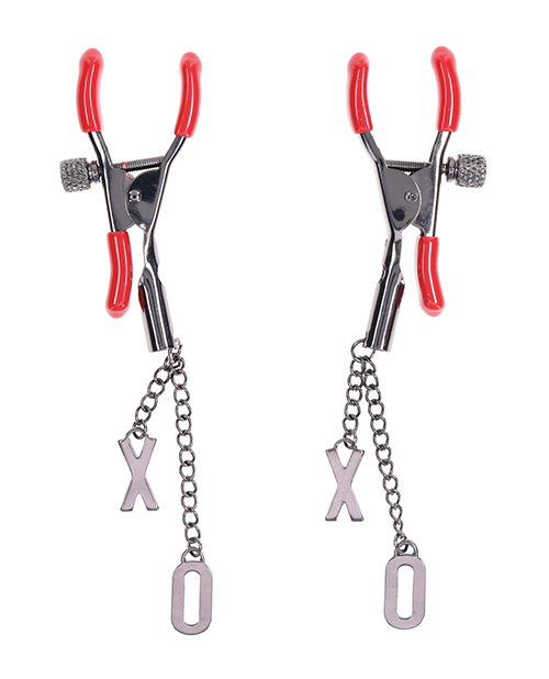 Thumbnail for Sex &amp; Mischief Ex&apos;s &amp; Oh&apos;s Nipple Clamps - Red/Black