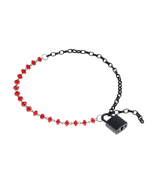Thumbnail for Sex &amp; Mischief Ex&apos;s &amp; Oh&apos;s Crystal Day Collar - Red/Black
