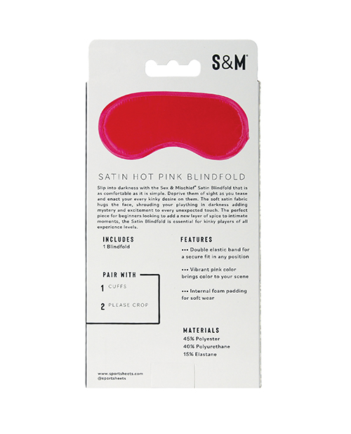 Thumbnail for Sex &amp; Mischief Satin Blindfold - Hot Pink