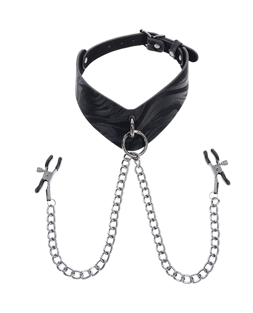 Thumbnail for Sportsheets Velvet Noir Collar &amp; Removable Clamps - Black