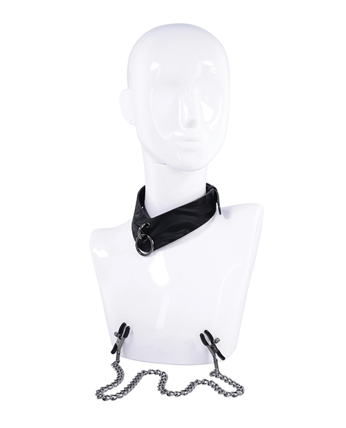 Thumbnail for Sportsheets Velvet Noir Collar &amp; Removable Clamps - Black