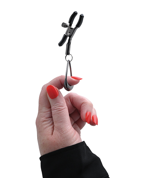 Thumbnail for Sportsheets Velvet Noir Tuggable Nipple Clamps - Black