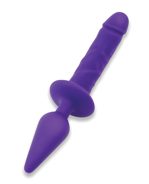 Thumbnail for Together Double Pleasure 11&quot; Double-Ended Dildo &amp; Butt Plug - Purple