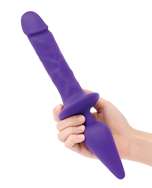 Thumbnail for Together Double Pleasure 11&quot; Double-Ended Dildo &amp; Butt Plug - Purple