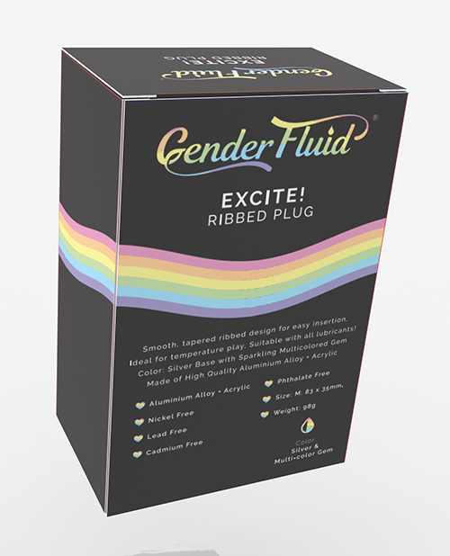 Thumbnail for Gender Fluid Excite! Ribbed Plug - Silver