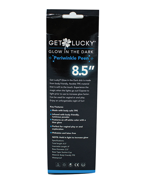 Thumbnail for Get Lucky 8.5" Glow in the Dark Periwinkle Peen Dildo