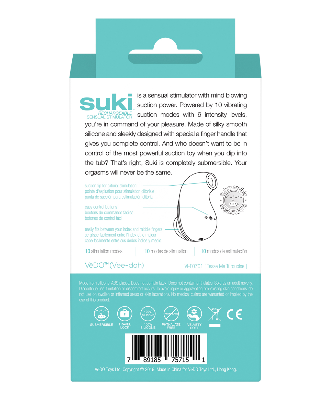 Thumbnail for VeDO Suki Rechargeable Vibrating Sucker - Tease Me Turquoise