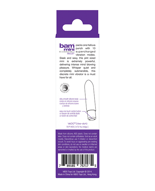 Thumbnail for VeDO Bam Mini Rechargeable Bullet Vibe - Into You Indigo