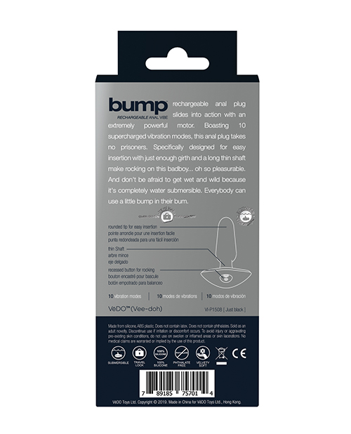 Thumbnail for VeDO Bump Rechargeable Anal Vibe - Just Black
