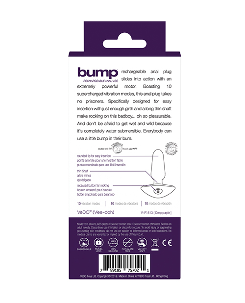 Thumbnail for VeDO Bump Rechargeable Anal Vibe - Deep Purple