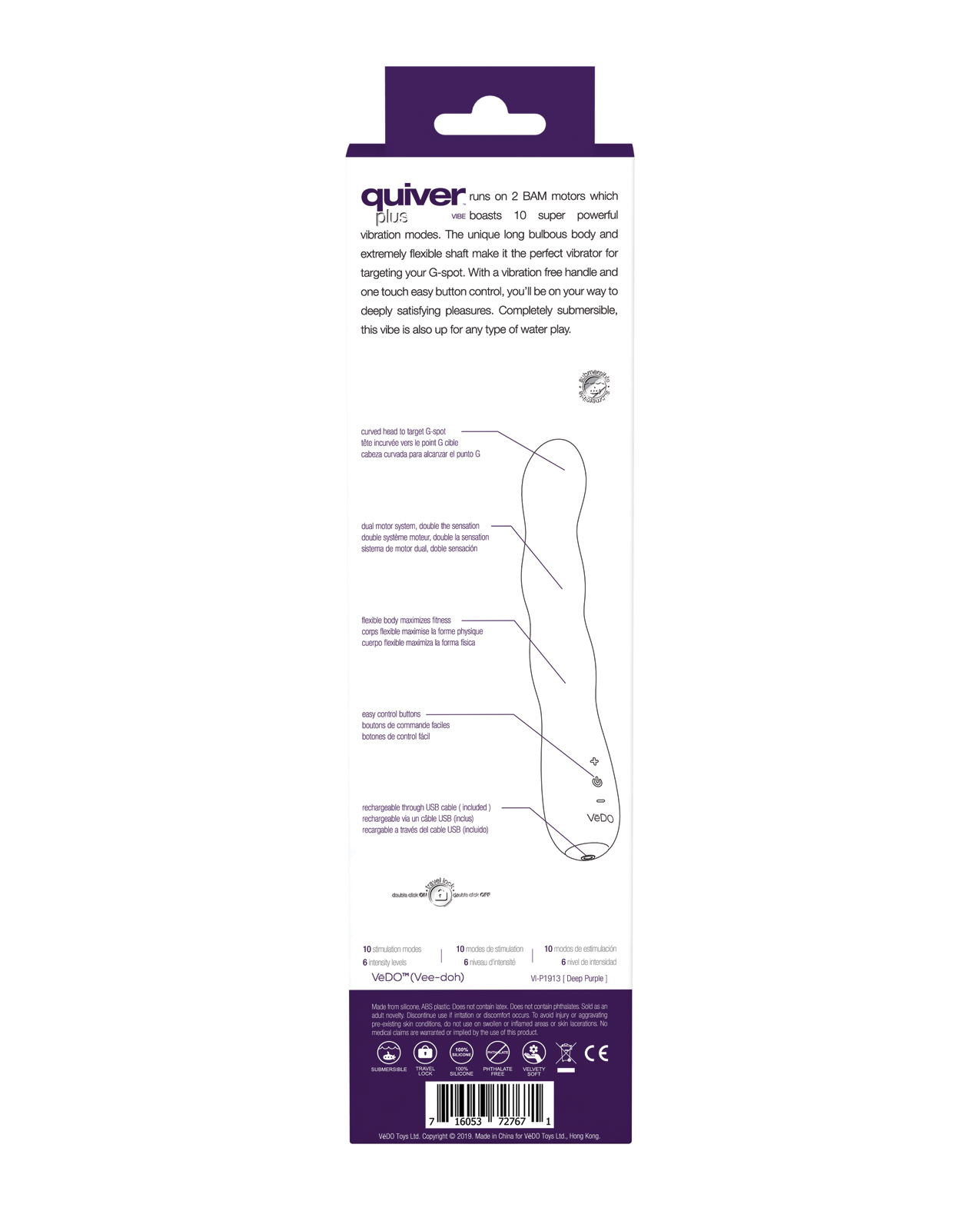 Thumbnail for VeDO Quiver Plus Rechargeable Vibe - Deep Purple