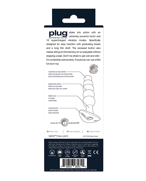 Thumbnail for VeDO Plug Rechargeable Anal Plug - Black
