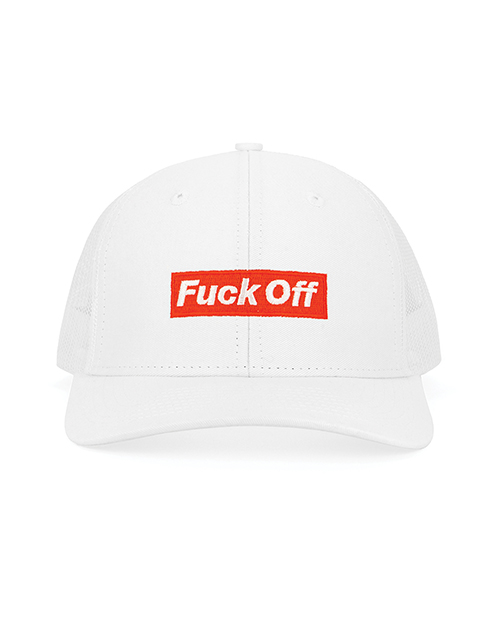 Thumbnail for Wood Rocket Fuck Off Trucker Hat - White