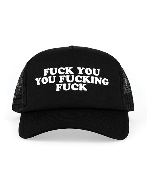 Thumbnail for Wood Rocket Fuck You You Fucking Fuck Trucker Hat - Black