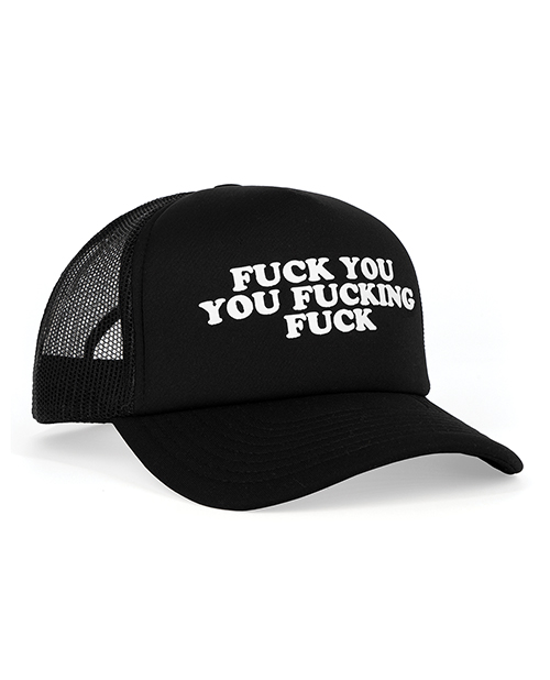 Thumbnail for Wood Rocket Fuck You You Fucking Fuck Trucker Hat - Black