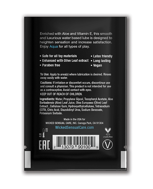 Thumbnail for Wicked Sensual Care Aqua Waterbased Lubricant - .1 oz Fragrance Free