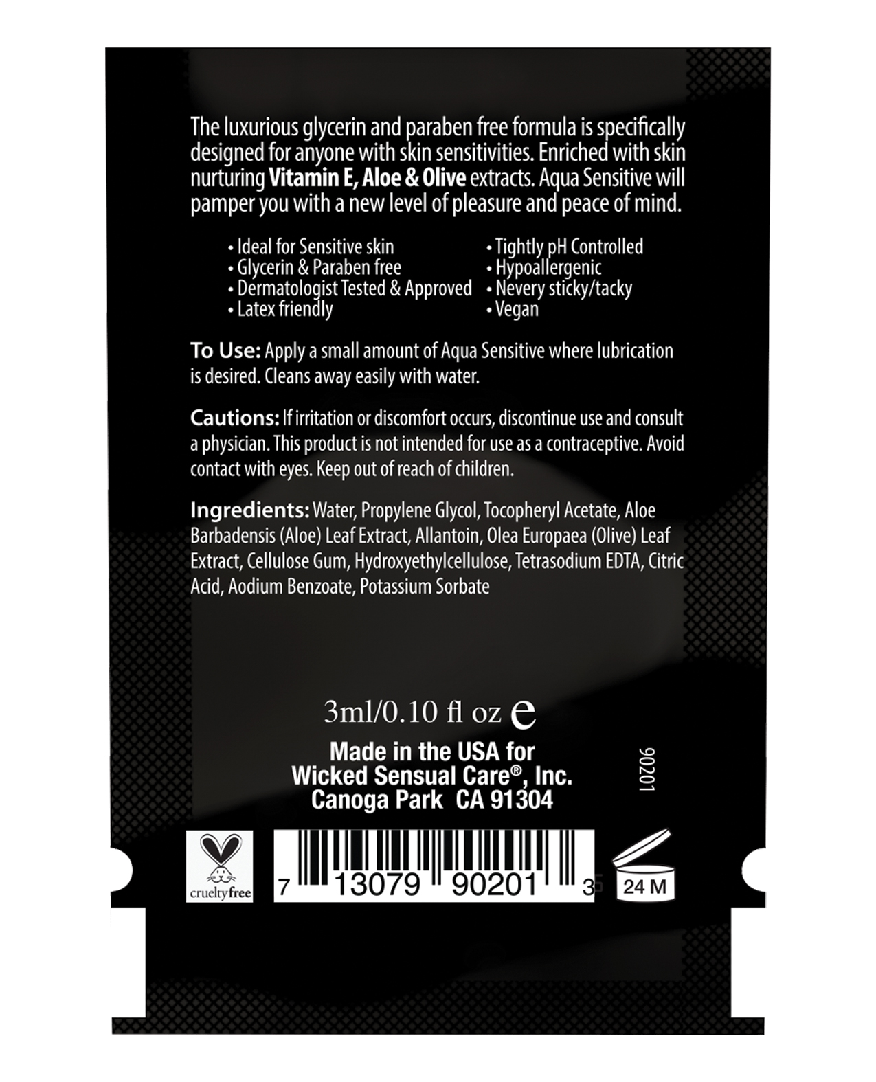 Thumbnail for Wicked Sensual Care Hypoallergenic Aqua Sensitive Water Based Lubricant - .1 oz