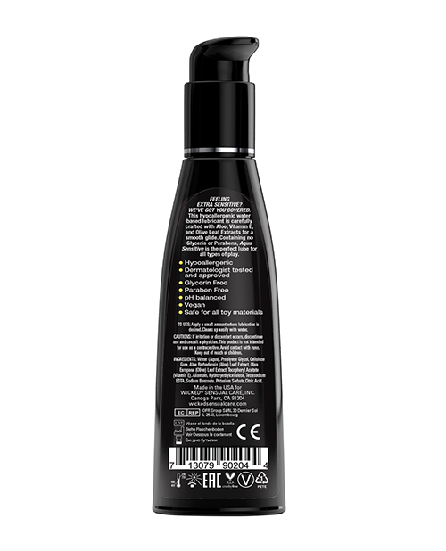Thumbnail for Wicked Sensual Care Hypoallergenic Aqua Sensitive Waterbased Lubricant - 4 oz Unscented