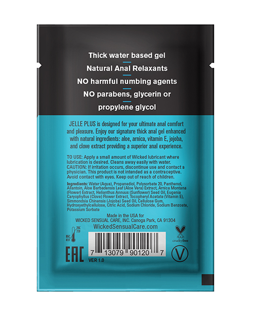Thumbnail for Wicked Sensual Care Jelle Plus Water Based Anal Lubricant with Relaxants - .1 oz