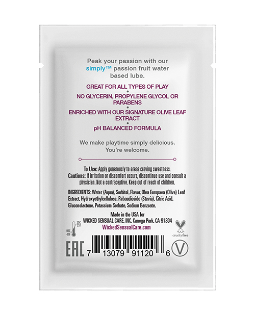 Thumbnail for Wicked Sensual Care Simply Water Based Lubricant - .1 oz Passion Fruit