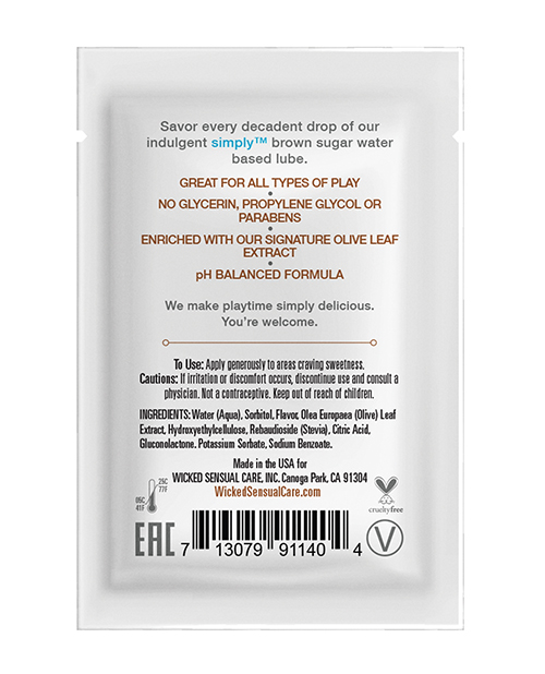 Thumbnail for Wicked Sensual Care Simply Water Based Lubricant - .1 oz Brown Sugar