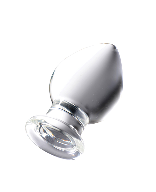 Thumbnail for Prisms Erotic Glass Molten Wide Glass Butt Plug - Clear