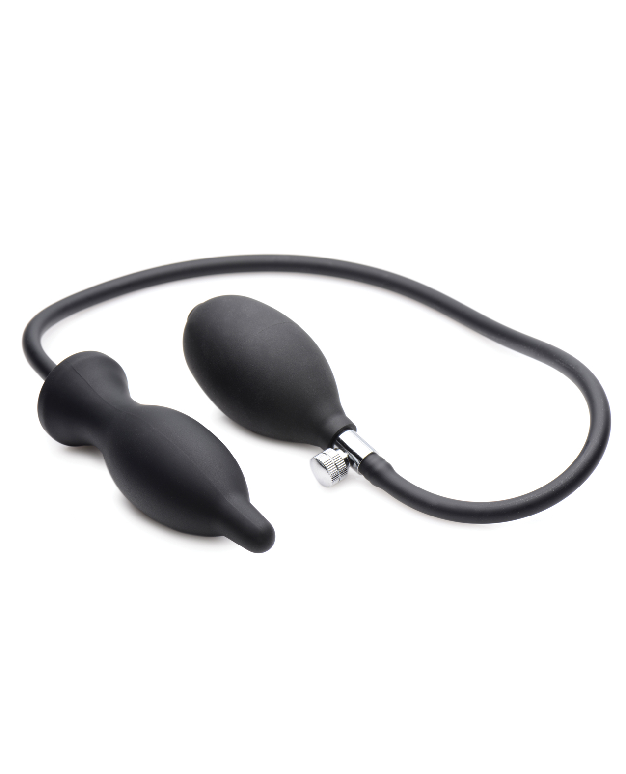 Thumbnail for Master Series Dark Inflator Inflatable Silicone Anal Plug - Black