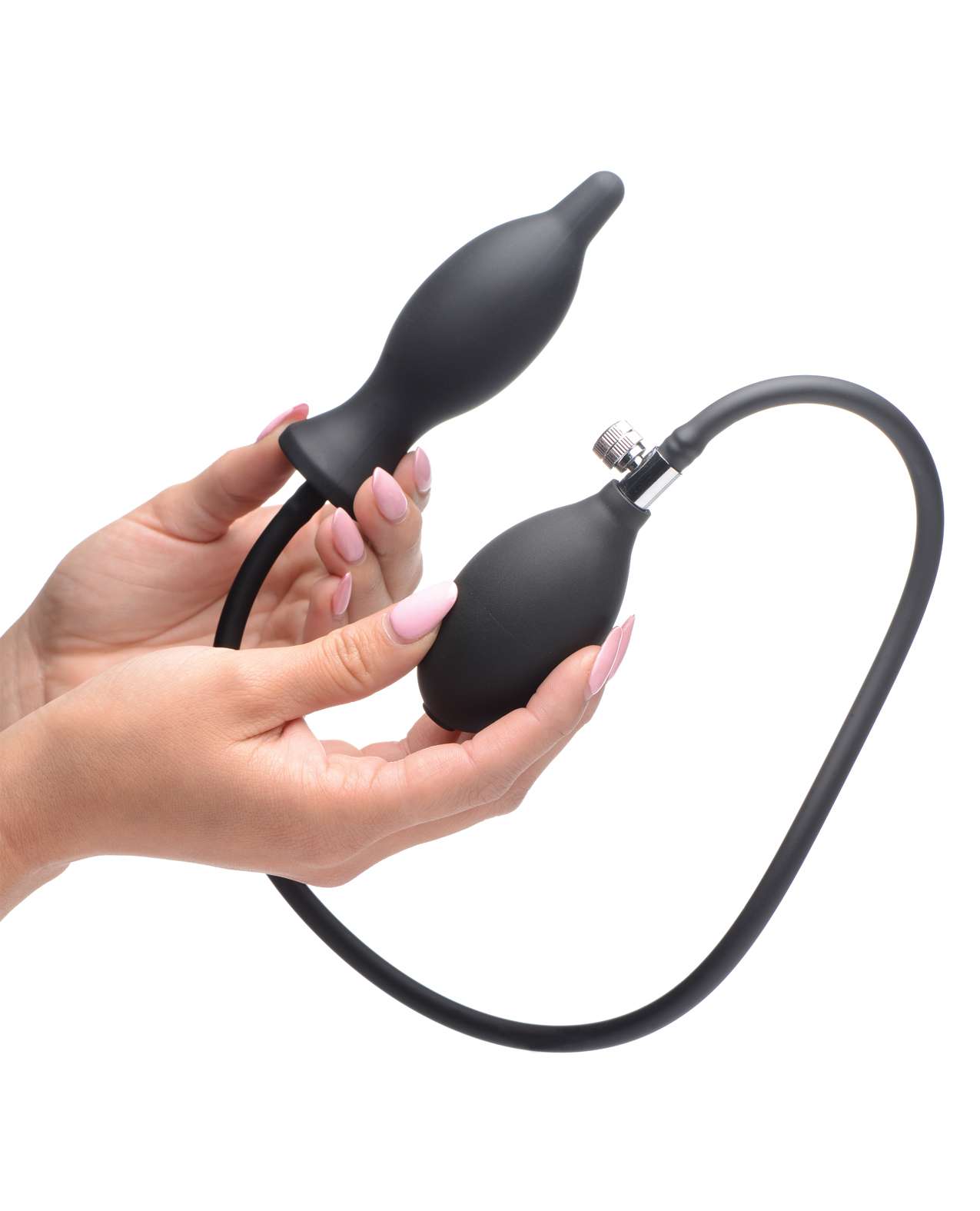 Thumbnail for Master Series Dark Inflator Inflatable Silicone Anal Plug - Black