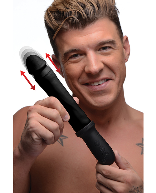 Thumbnail for Master Series 8X Auto Pounder Vibrating &amp; Thrusting Dildo w/Handle - Black