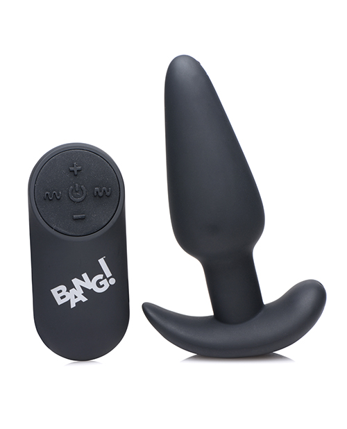 Thumbnail for Bang! 21X Vibrating Silicone Butt Plug w/Remote - Black