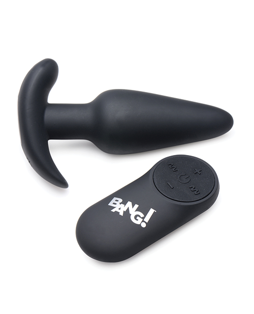 Thumbnail for Bang! 21X Vibrating Silicone Butt Plug w/Remote - Black