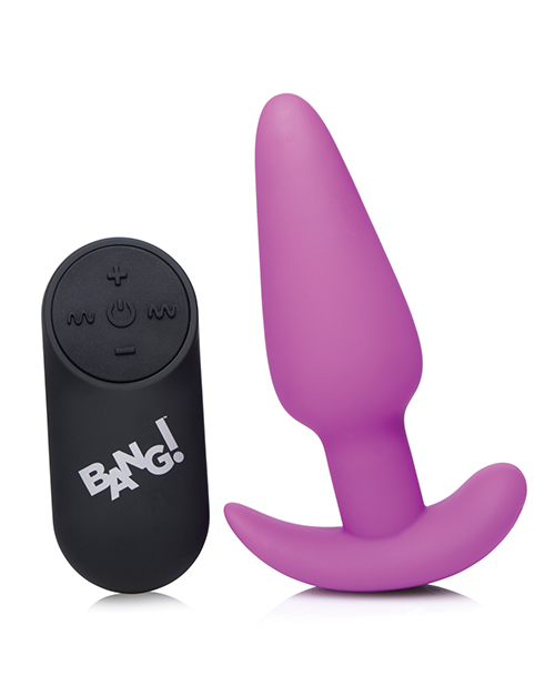 Thumbnail for Bang! 21X Vibrating Silicone Butt Plug w/Remote - Purple