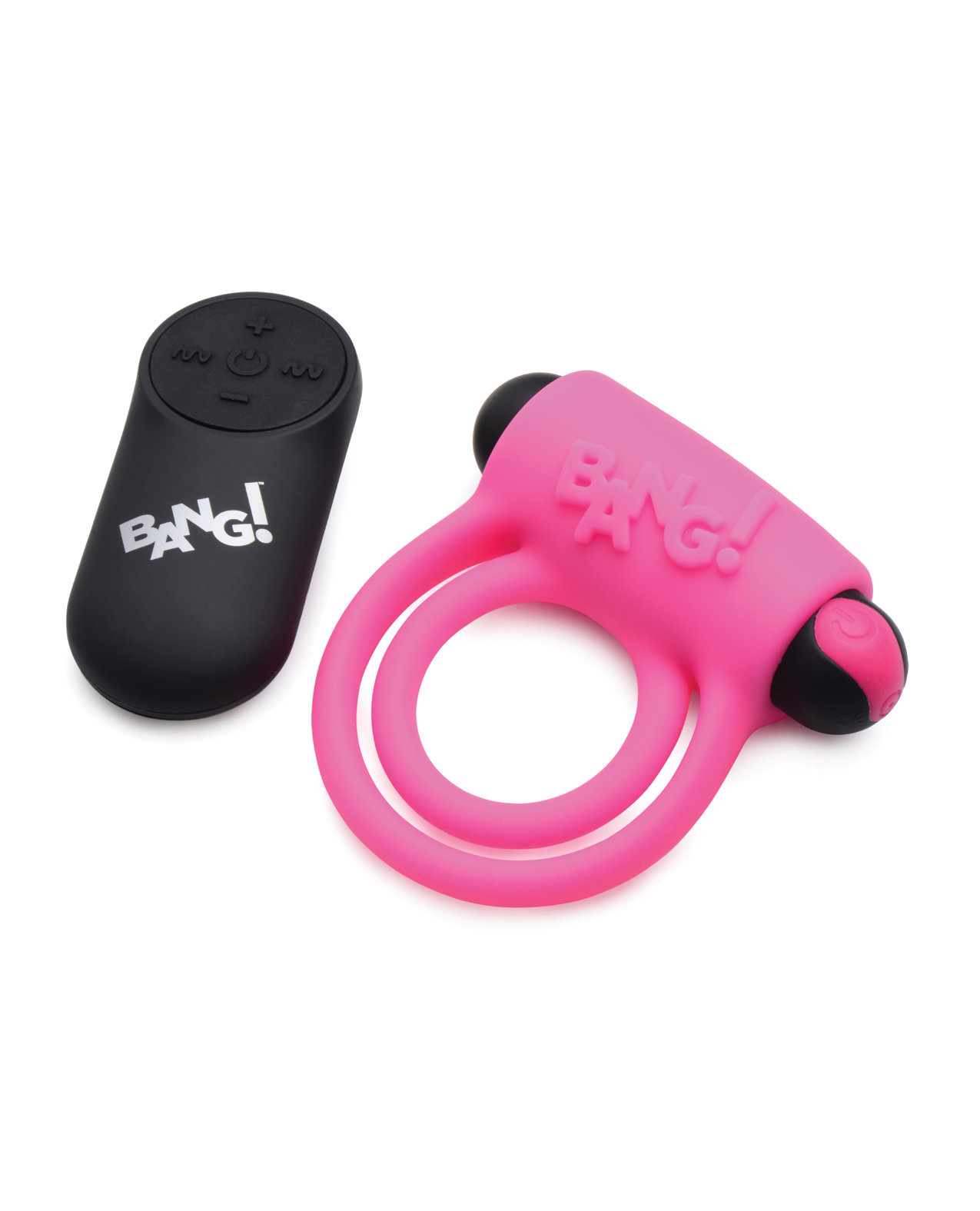 Thumbnail for Bang! Vibrating Cock Ring &amp; Bullet w/Remote Control - Pink