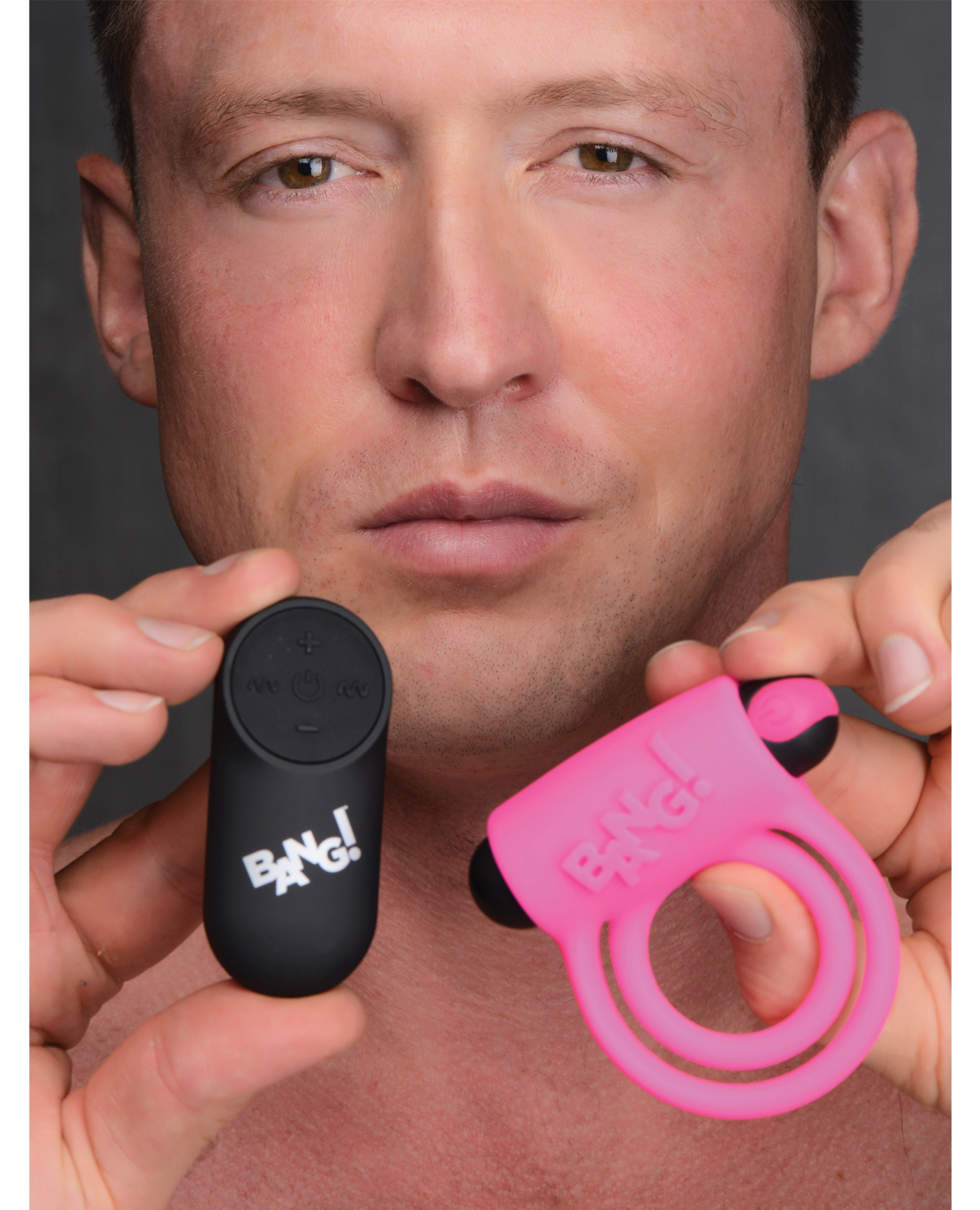 Thumbnail for Bang! Vibrating Cock Ring &amp; Bullet w/Remote Control - Pink
