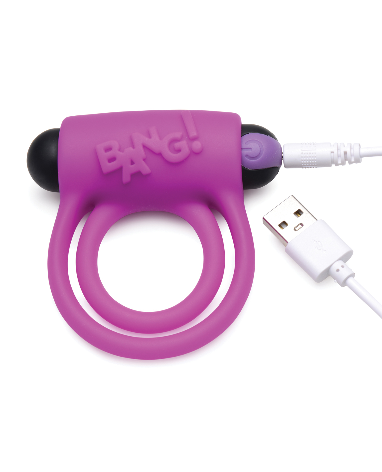 Thumbnail for Bang! Vibrating Cock Ring &amp; Bullet w/Remote Control - Purple