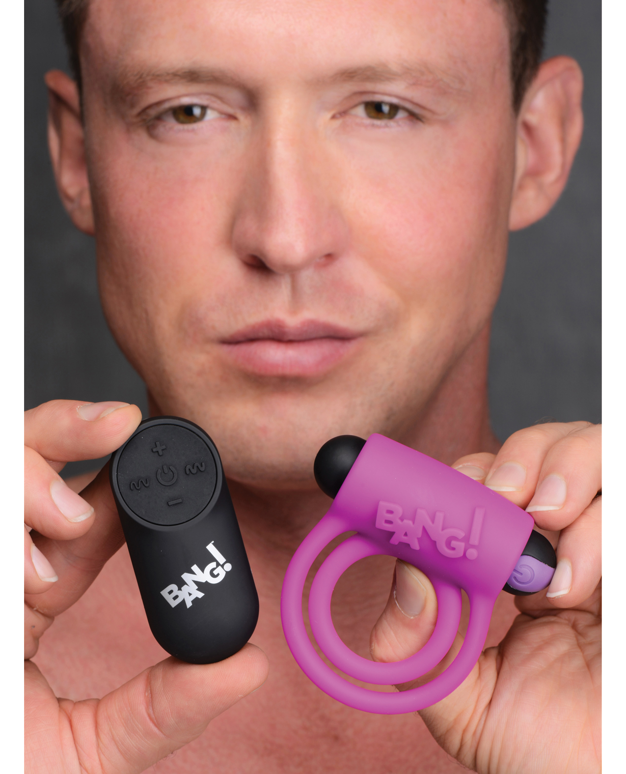 Thumbnail for Bang! Vibrating Cock Ring &amp; Bullet w/Remote Control - Purple