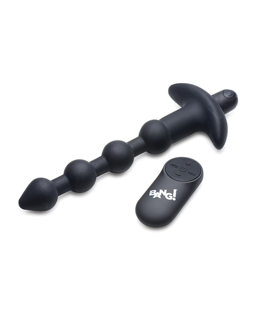 Thumbnail for Bang! 28X Vibrating Silicone Anal Beads w/Remote Control - Black