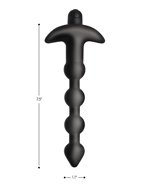Thumbnail for Bang! 28X Vibrating Silicone Anal Beads w/Remote Control - Black