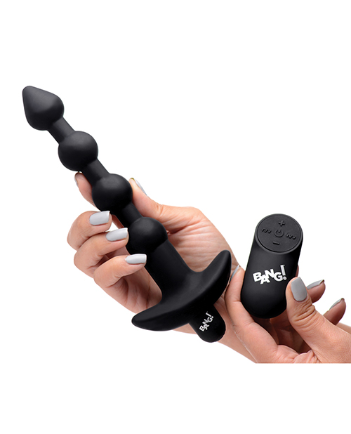 Thumbnail for Bang! 28X Vibrating Silicone Anal Beads w/Remote Control - Black