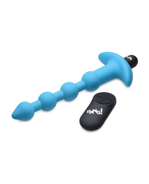 Thumbnail for Bang! 28X Vibrating Silicone Anal Beads w/Remote Control - Blue