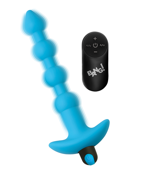 Thumbnail for Bang! 28X Vibrating Silicone Anal Beads w/Remote Control - Blue