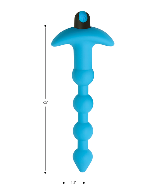 Thumbnail for Bang! 28X Vibrating Silicone Anal Beads w/Remote Control - Blue